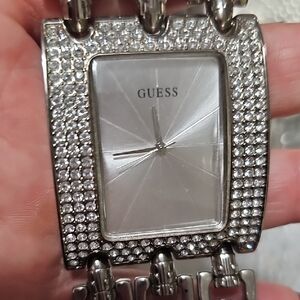 Guess Silver-Tone Watch with Crystal Detailing